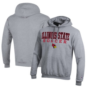 Men's Champion Heather Gray Illinois State Redbirds Soccer Stack Logo Powerblend Pullover Hoodie