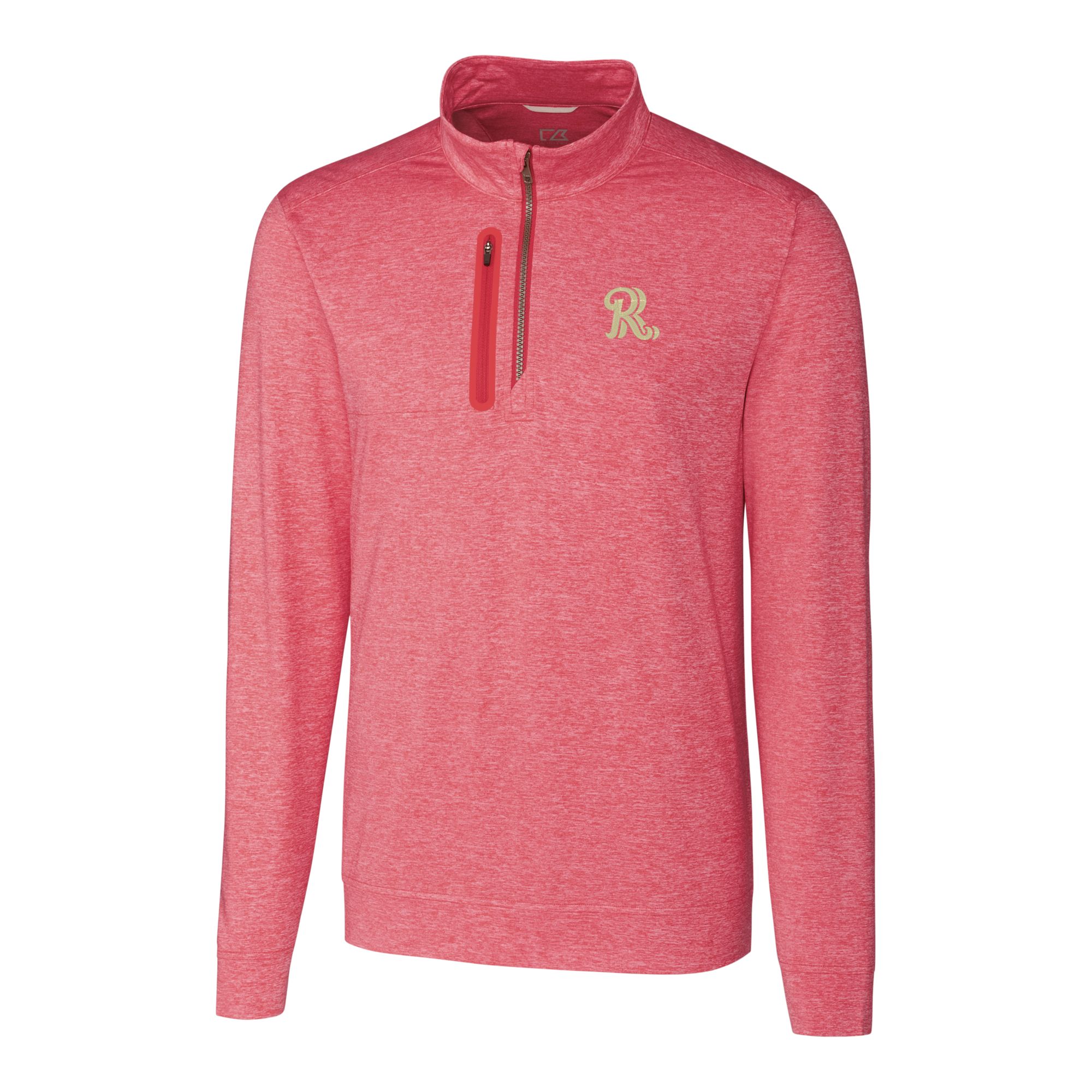 Men's Cutter & Buck Red Frisco RoughRiders Stealth Heathered Quarter-Zip Top - Image 3