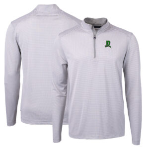 Men's Cutter & Buck Gray Dayton Dragons Big & Tall Virtue Eco Pique Micro Stripe Recycled Quarter-Zip Pullover