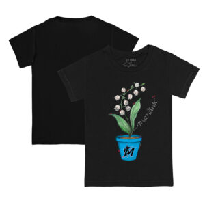 Infant Tiny Turnip Black Miami Marlins Lilies & Ladybugs T-Shirt