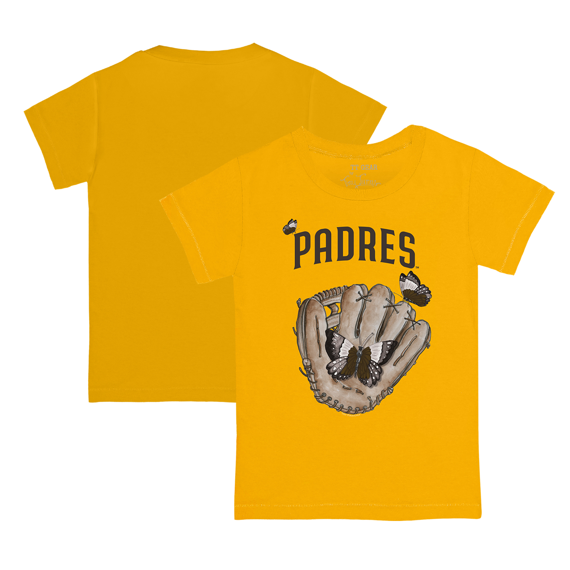 Youth Tiny Turnip Gold San Diego Padres Butterfly Glove T-Shirt