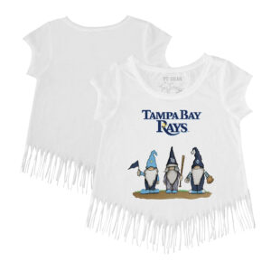 Girls Youth Tiny Turnip White Tampa Bay Rays Gnomes Fringe T-Shirt