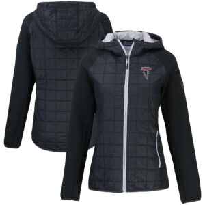 Women's Cutter & Buck Black Atlanta Falcons Throwback Logo Rainier PrimaLoft Eco Full-Zip Hybrid Jacket