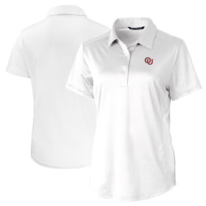 Women's Cutter & Buck White Oklahoma Sooners Vault DryTec Prospect Textured Stretch Polo