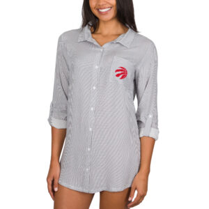 Women's Concepts Sport Gray Toronto Raptors Melody Woven Long Sleeve Nightshirt
