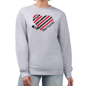 Women's G-III 4Her by Carl Banks  Heather Gray Carolina Hurricanes Heart Graphic Pullover Sweatshirt