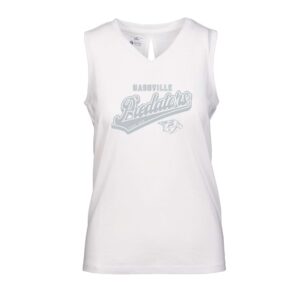 Women's Levelwear White Nashville Predators Paisley Sweep V-Neck Tank Top