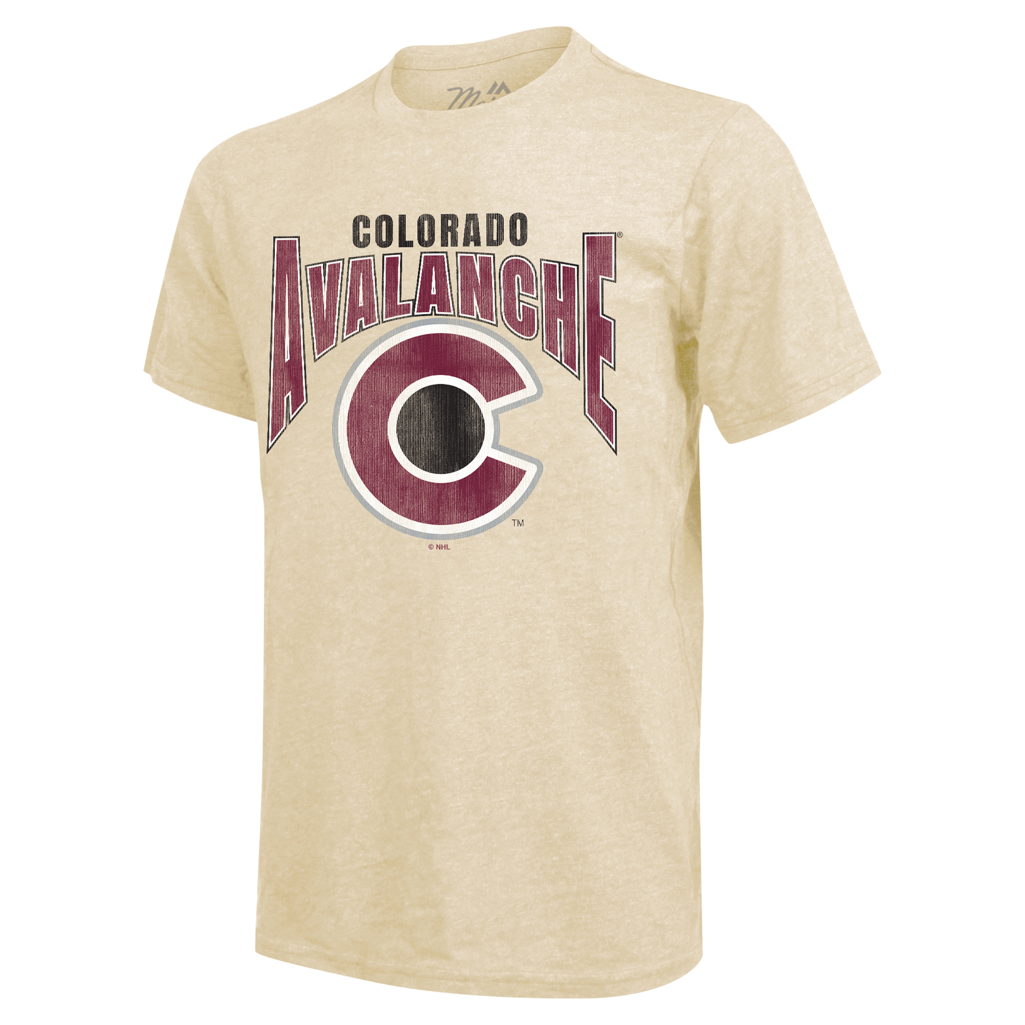 Men's Majestic Threads Nathan MacKinnon Cream Colorado Avalanche Dynasty Name & Number Tri-Blend T-Shirt - Image 3