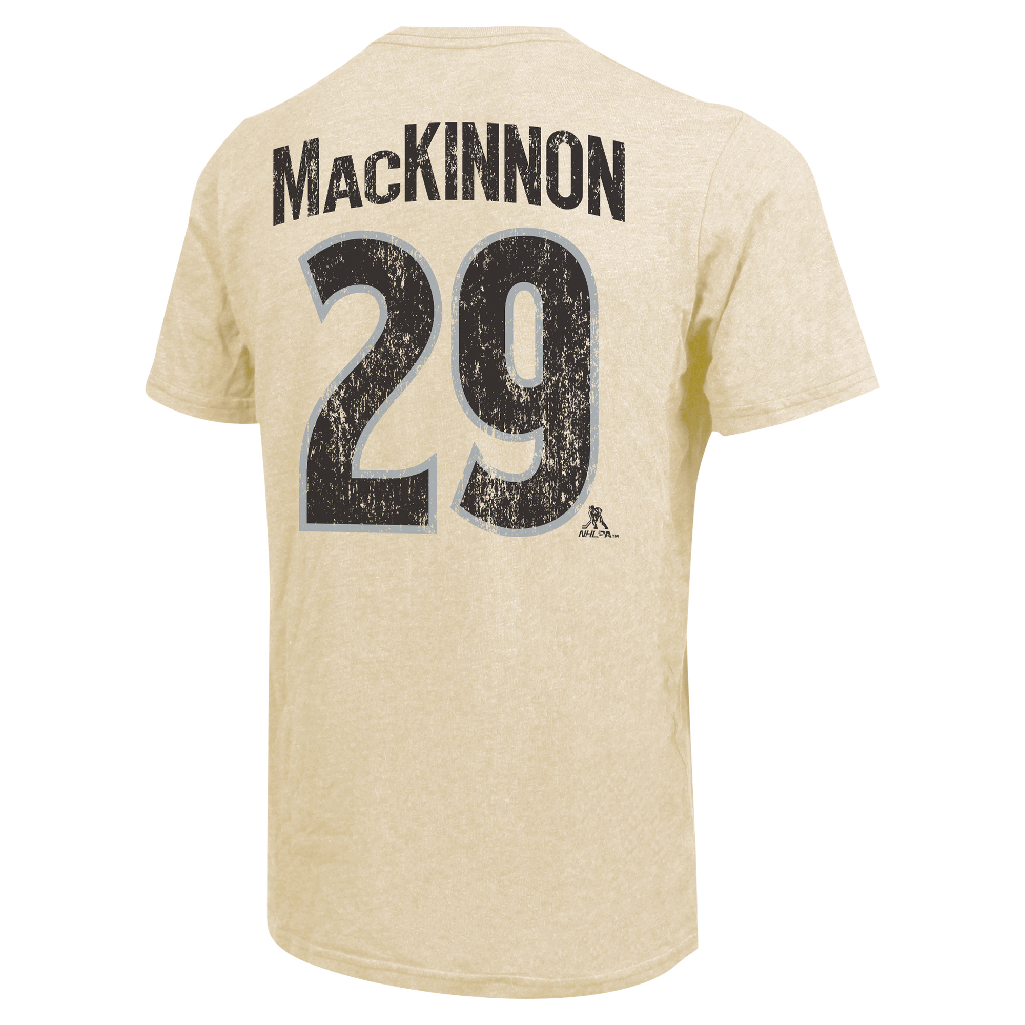 Men's Majestic Threads Nathan MacKinnon Cream Colorado Avalanche Dynasty Name & Number Tri-Blend T-Shirt - Image 4