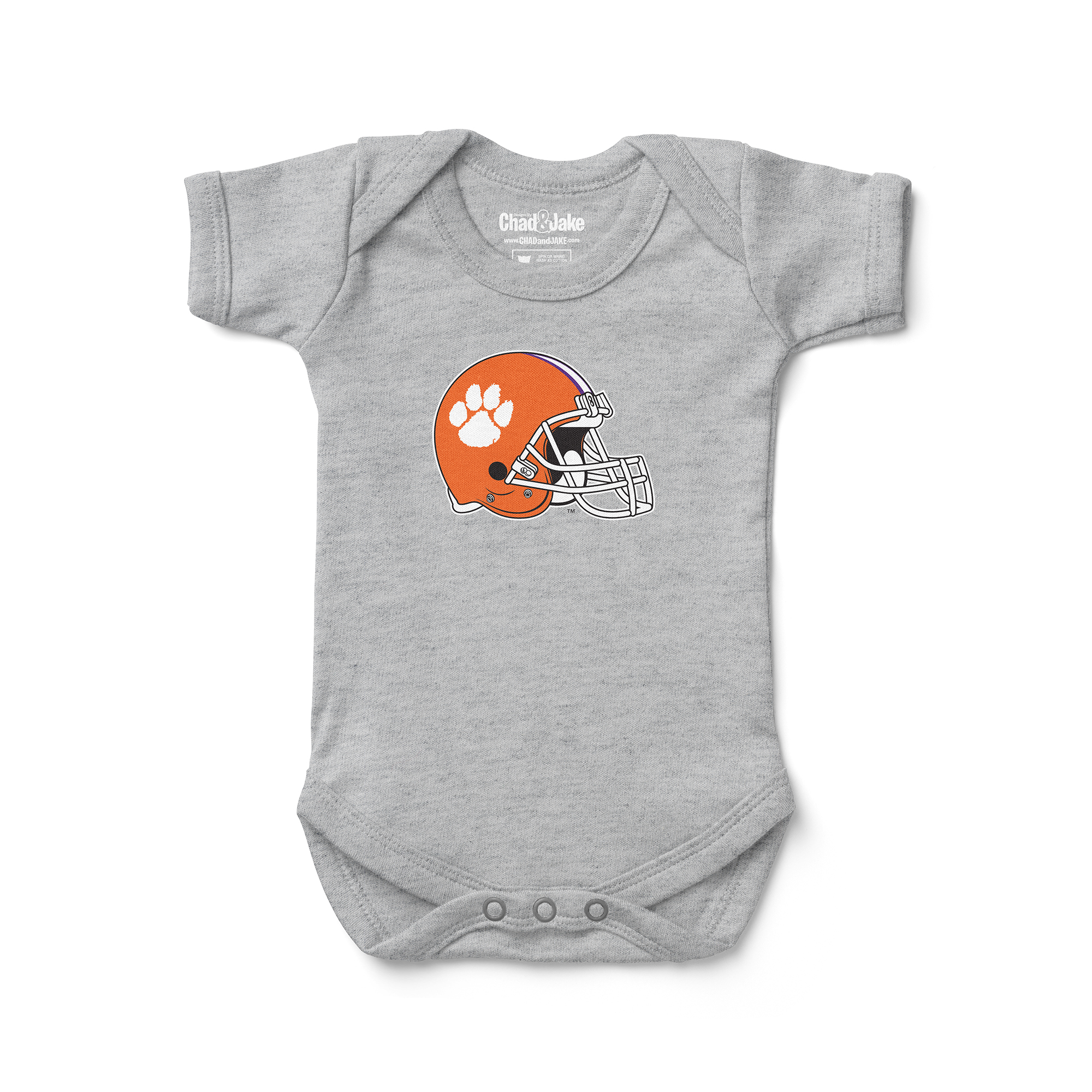 Infant Chad & Jake Heather Gray Clemson Tigers Helmet Bodysuit