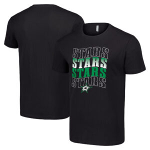 Men's Starter Black Dallas Stars Four Team Name Logo T-Shirt
