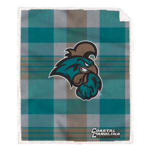 Pegasus Coastal Carolina Chanticleers 60” x 70” Plaid Steel Ultra Cozy Sherpa Blanket