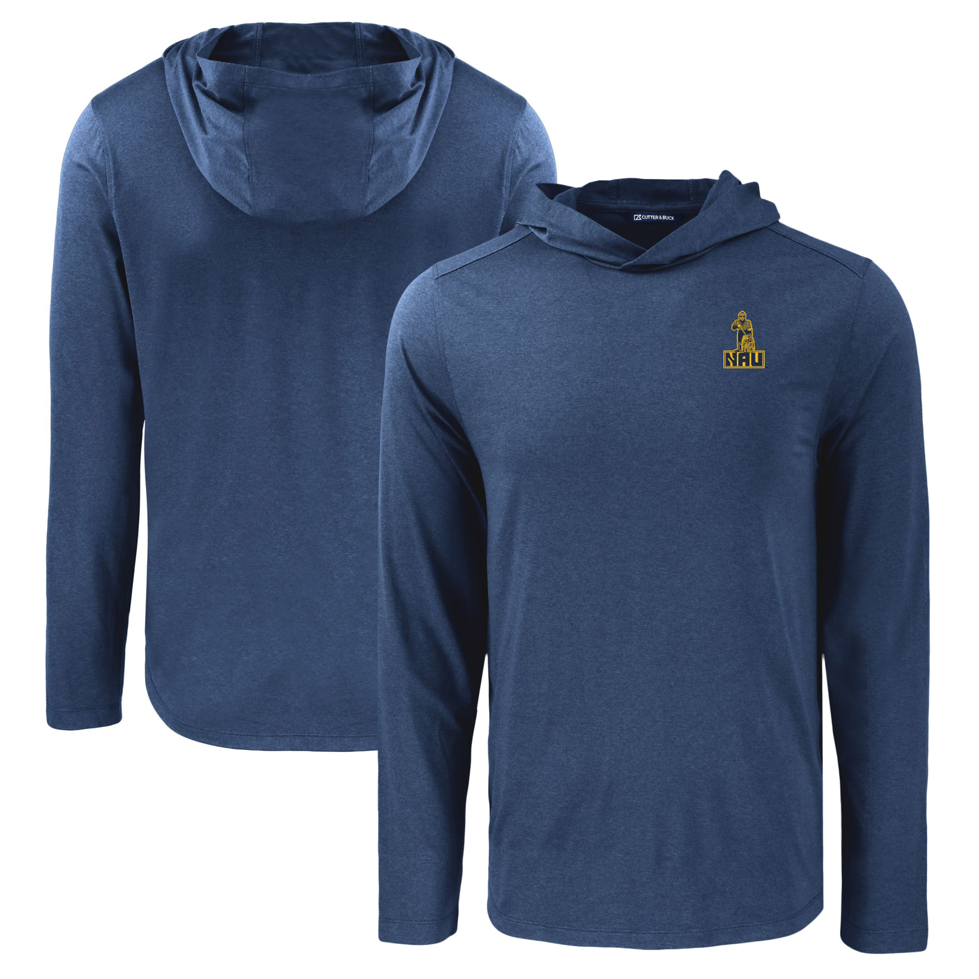 Men's Cutter & Buck Navy Northern Arizona Lumberjacks Coastline Epic Comfort Eco Recycled Long Sleeve Hoodie T-Shirt - Image 5