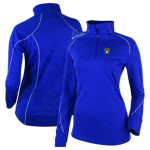 Women's Columbia Royal Milwaukee Brewers Cooperstown Collection Shotgun 2.0 Omni-Wick Quarter-Zip Top
