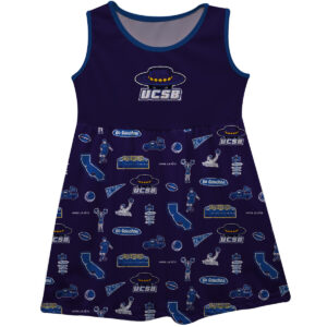 Girls Youth Vive La Fete  Navy UC Santa Barbara Gauchos Impressions Artwork Tank Top Dress