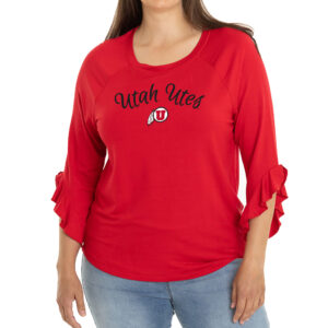 Women's Red Utah Utes Renatta Ruffle Sleeve Top