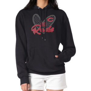 Women's G-III 4Her by Carl Banks Black Cincinnati Reds Leopard Heart Pullover Hoodie