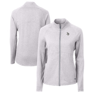 Women's Cutter & Buck  Heather Gray Minnesota Vikings Adapt Eco Knit Heather Recycled Full-Zip Jacket