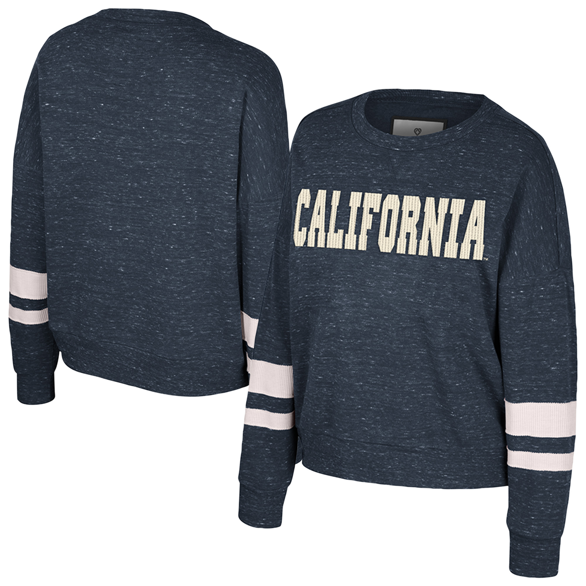 Women's Colosseum Navy Cal Bears Lost City Speckle Pullover Sweatshirt - Image 2