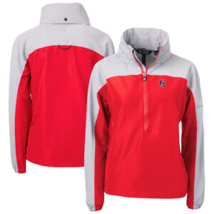 Women's Cutter & Buck Red California Angels Cooperstown Collection Charter Eco Recycled Half-Zip Anorak Jacket