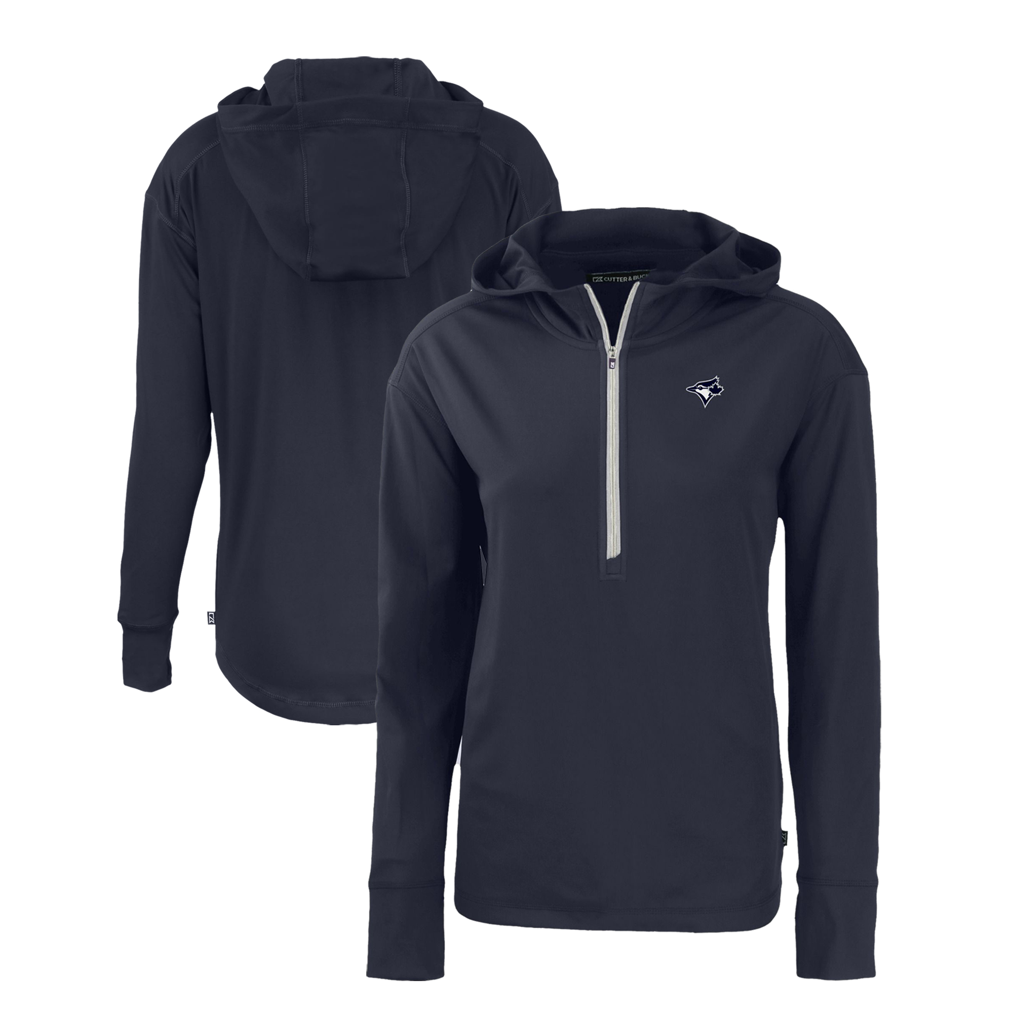 Women's Cutter & Buck Navy Toronto Blue Jays Daybreak Eco Recycled Half-Zip Hoodie