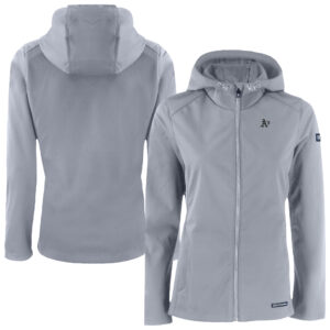 Women's Cutter & Buck Gray Athletics Evoke Eco Softshell Recycled Full-Zip Hoodie Jacket
