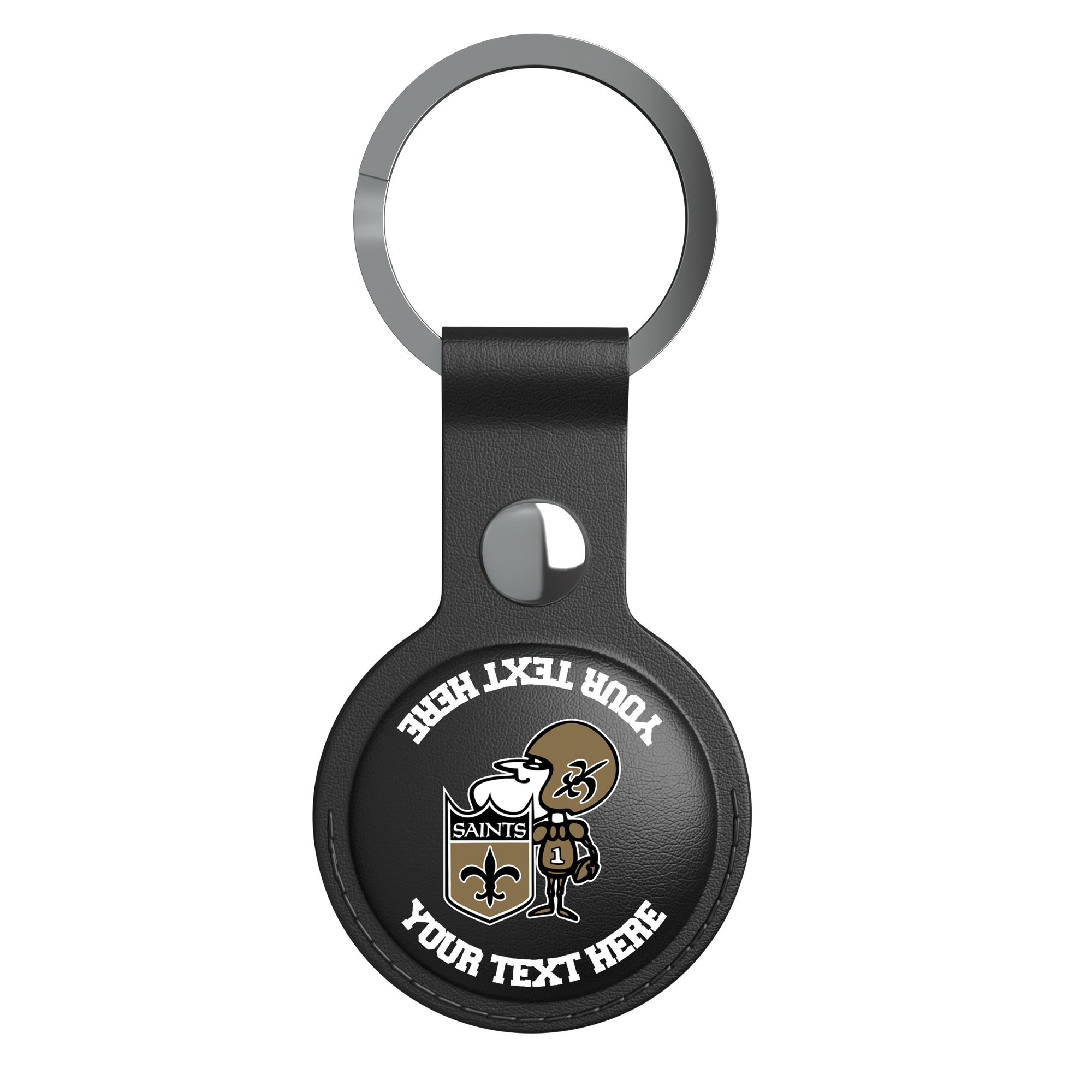 Keyscaper Black New Orleans Saints Personalized AirTag Holder