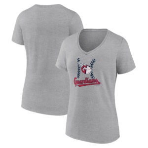 Women's Gray Cleveland Guardians Fastball V-Neck T-Shirt