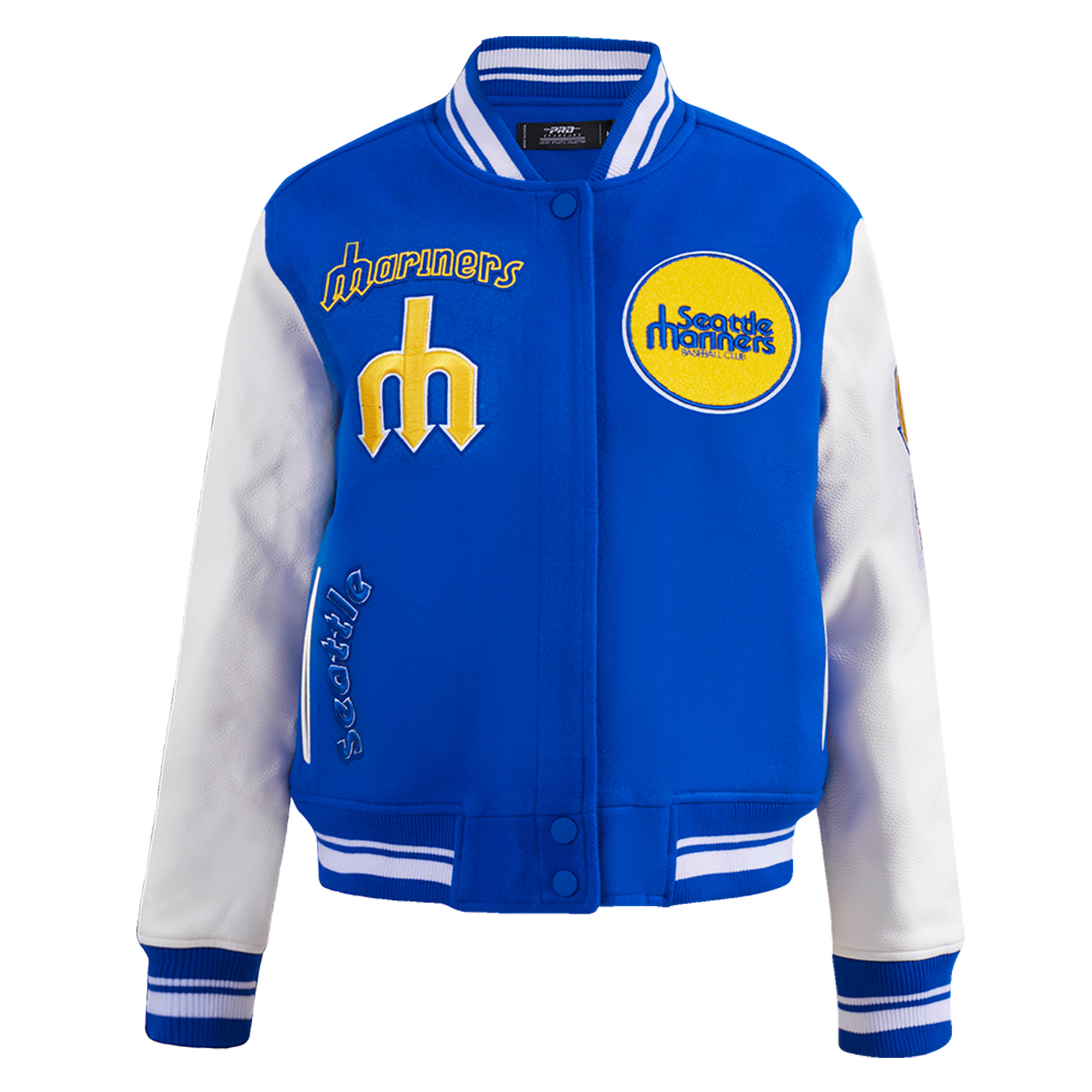 Women's Pro Standard Royal Seattle Mariners Cooperstown Collection Retro Classic Varsity Full-Snap Jacket - Image 6