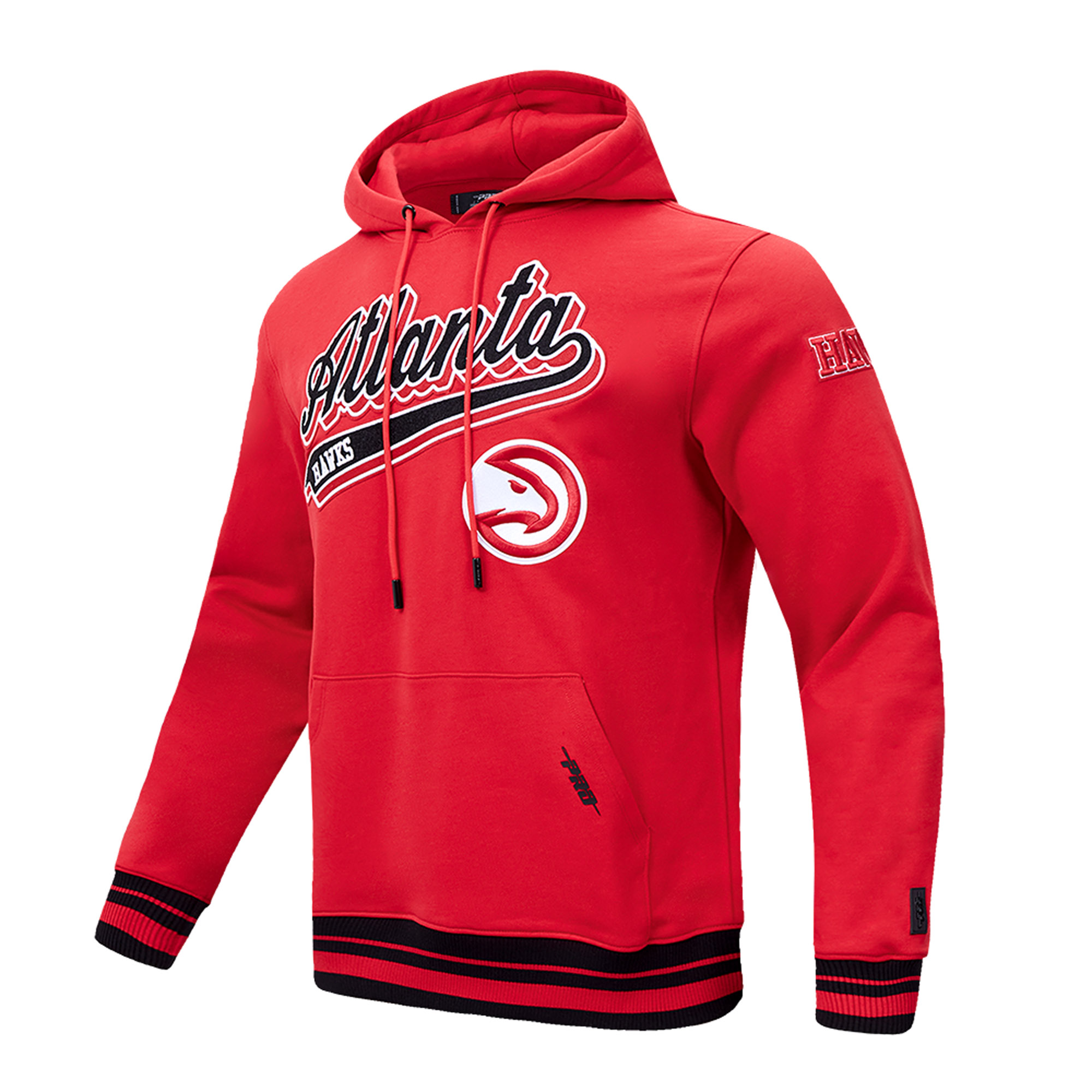 Men's Pro Standard Red Atlanta Hawks Script Tail Fleece Pullover Hoodie - Image 3