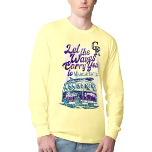 Men's Margaritaville Yellow Colorado Rockies Bus Waves Graphic Long Sleeve T-Shirt