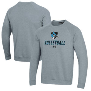 Men's Under Armour Gray Johns Hopkins Blue Jays Volleyball Rival Fleece Raglan Pullover Sweatshirt
