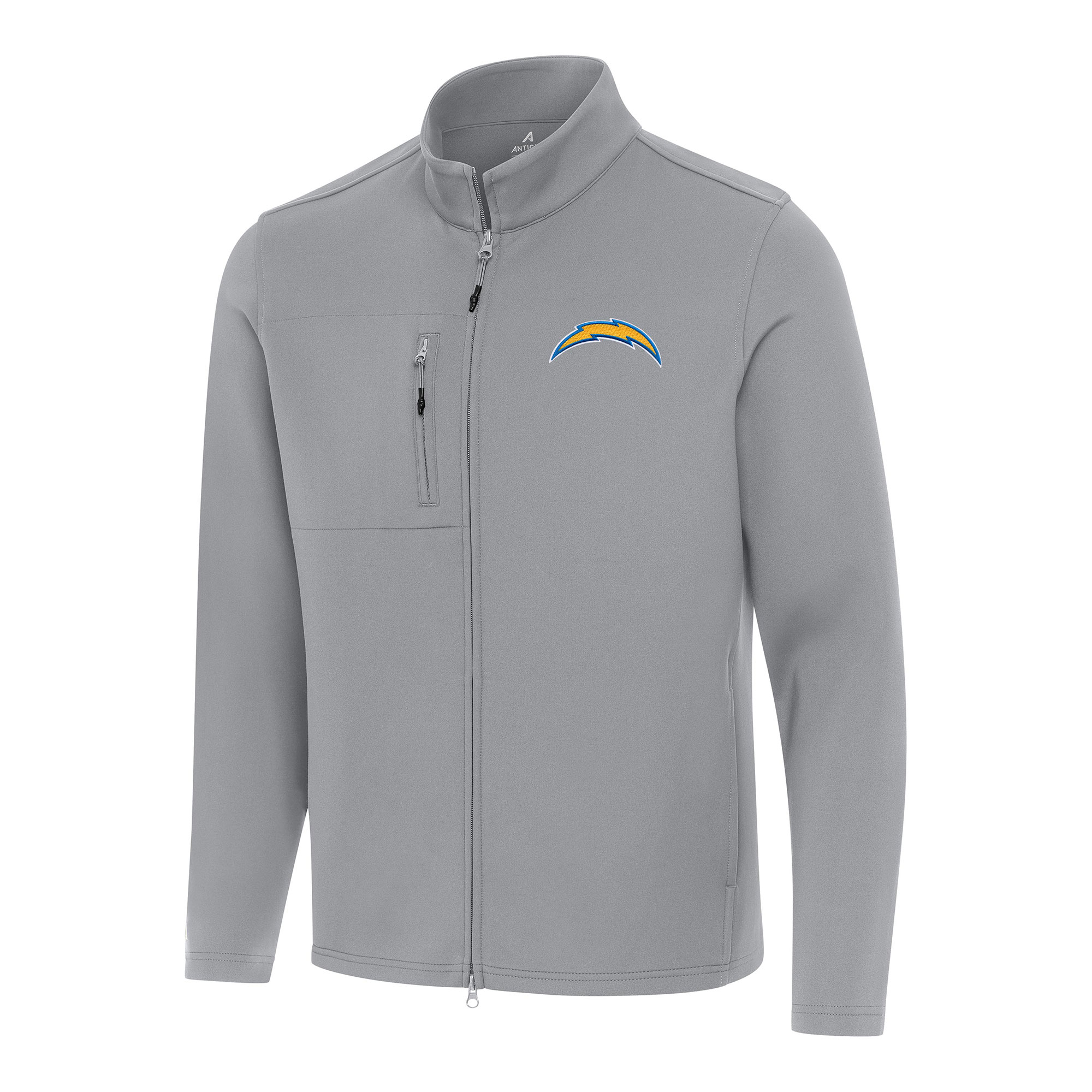 Men's Antigua Gray Los Angeles Chargers Objection Full-Zip Jacket