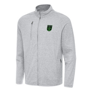 Men's Antigua Heather Gray Austin FC Hold-Up Tri-Blend Full-Zip Jacket