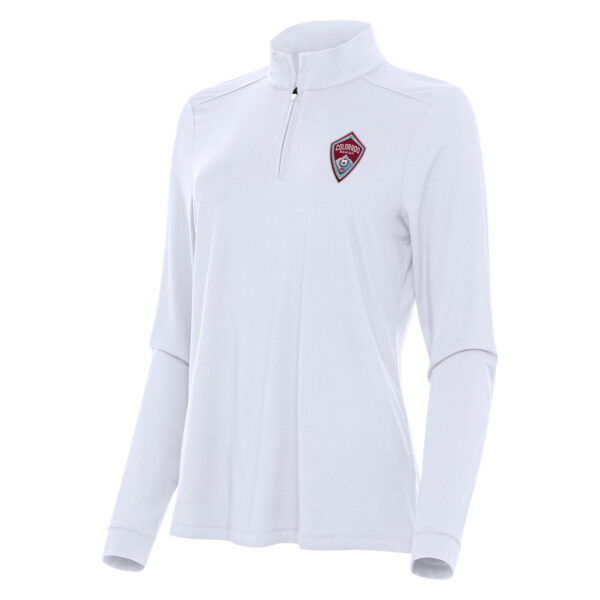 Women's Antigua White Colorado Rapids Logo Intent Quarter-Zip Top