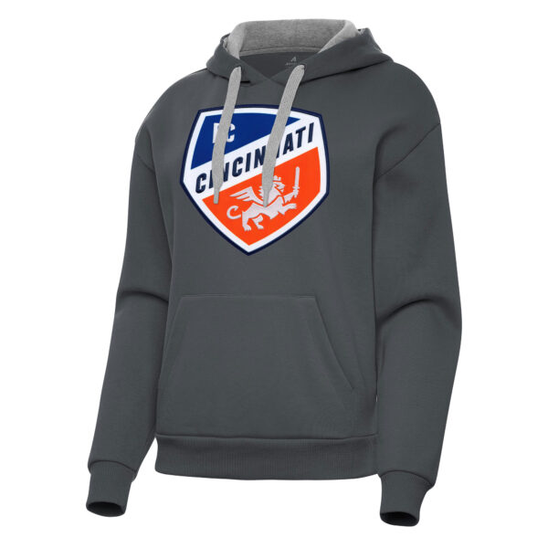 Women's Antigua Charcoal FC Cincinnati Victory Pullover Hoodie