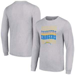Men's Starter Heather Gray Los Angeles Chargers Team Name Graphic Long Sleeve T-Shirt