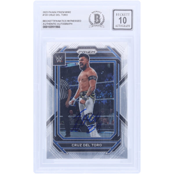Cruz Del Toro WWE Autographed 2023 Panini Prizm #133 Beckett Fanatics Witnessed Authenticated 10 Card