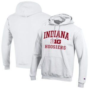 Men's Champion White Indiana Hoosiers Big 10 Powerblend Pullover Hoodie