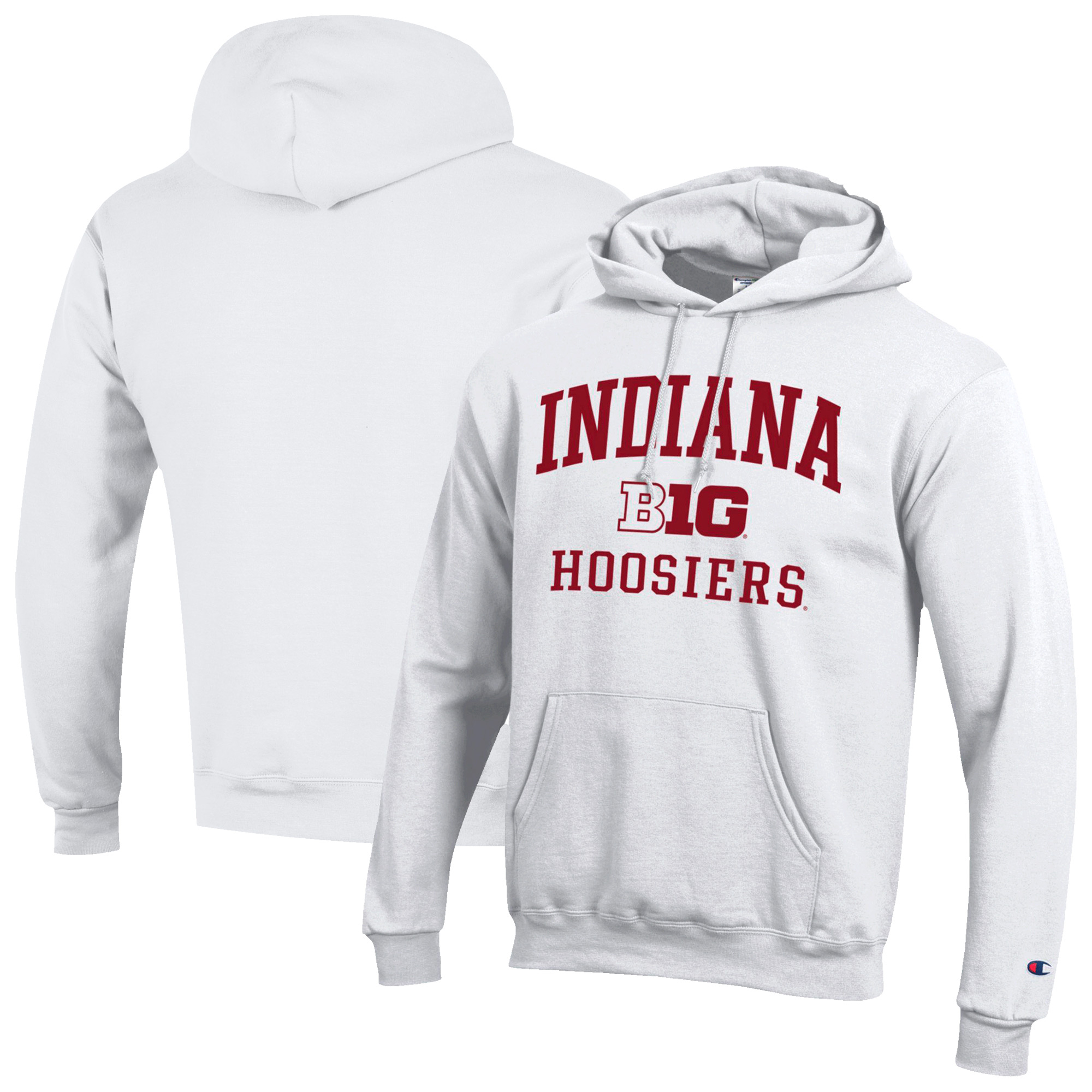 Men's Champion White Indiana Hoosiers Big 10 Powerblend Pullover Hoodie