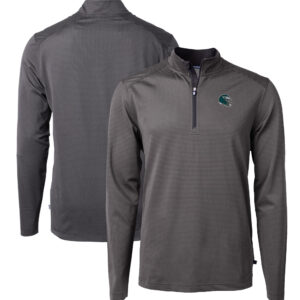Men's Cutter & Buck Black Philadelphia Eagles Big & Tall Virtue Eco Pique Micro Stripe Tri-Blend Quarter-Zip Jacket