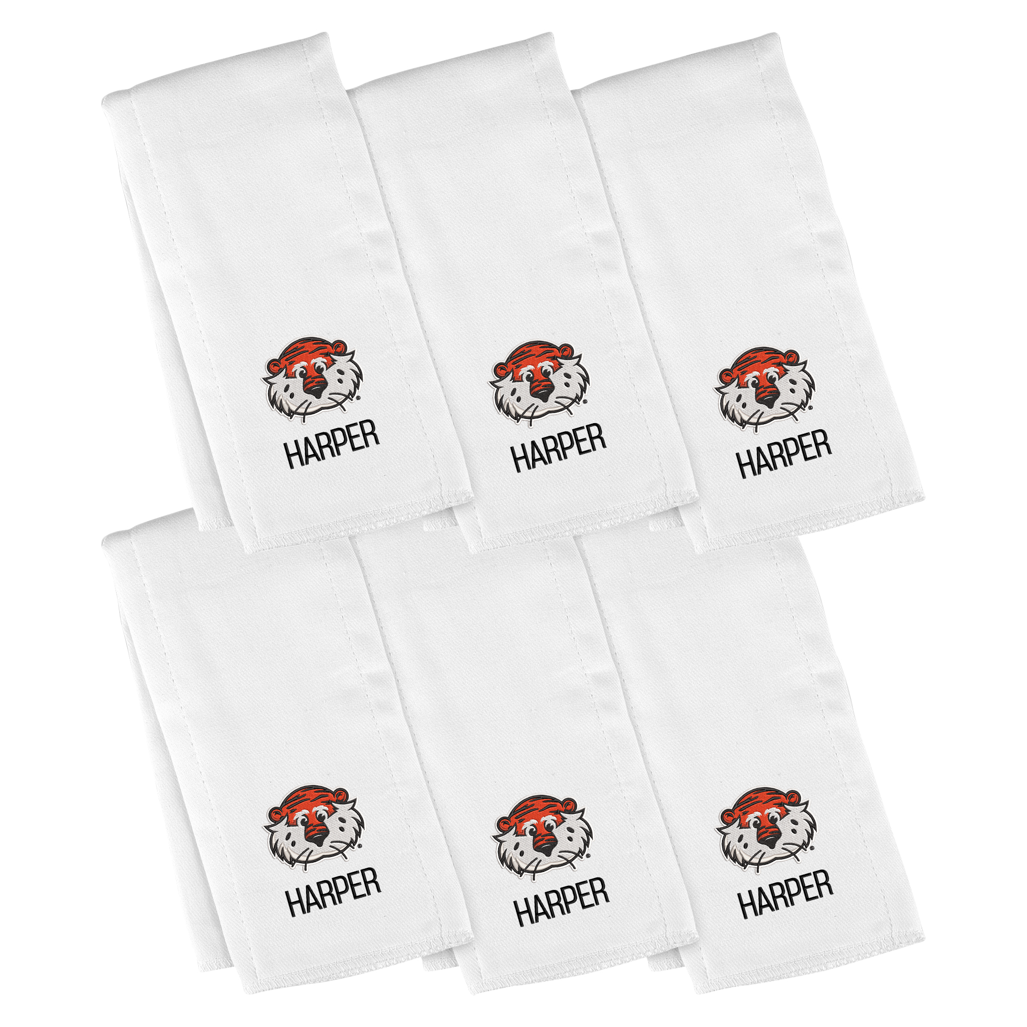 Infant Chad & Jake Auburn Tigers Personalized Burp Cloth 6-Pack Set