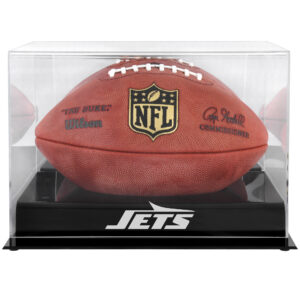 New York Jets Black Base Acrylic Football Display Case with Mirror Back and Matte Finish
