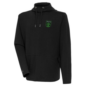 Men's Antigua Black Austin FC Pure Honeycomb Pullover Hoodie