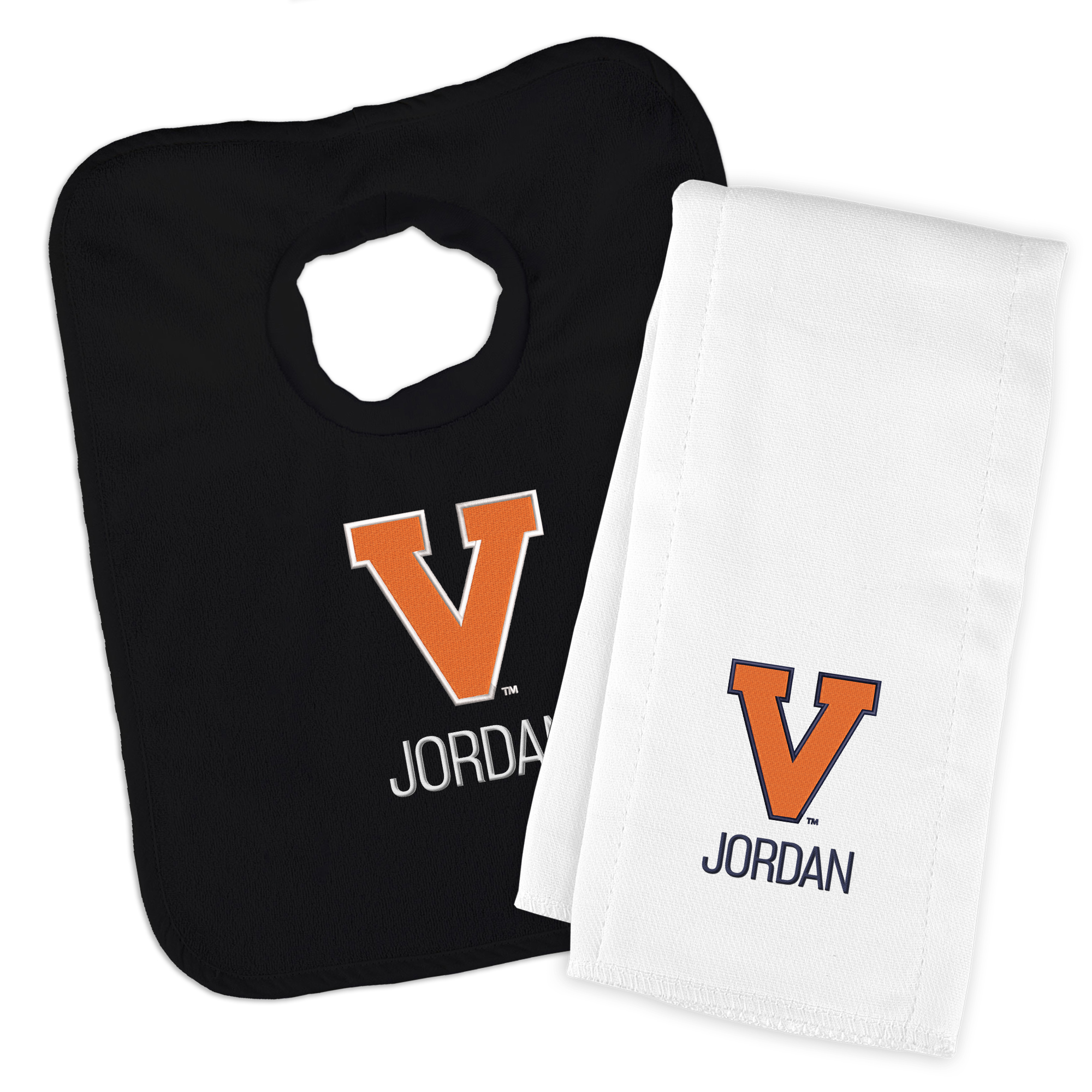 Infant Chad & Jake Virginia Cavaliers Team Personalized Bib & Burp Cloth Set
