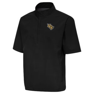 Men's Antigua  Black UCF Knights Brisk Short Sleeve Quarter-Zip Windbreaker