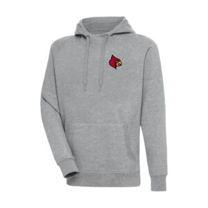 Men's Antigua Heather Gray Louisville Cardinals Big & Tall Victory Raglan Pullover Hoodie