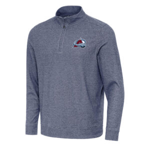 Men's Antigua Heather Navy Colorado Avalanche Subtle Quarter-Zip Sweatshirt