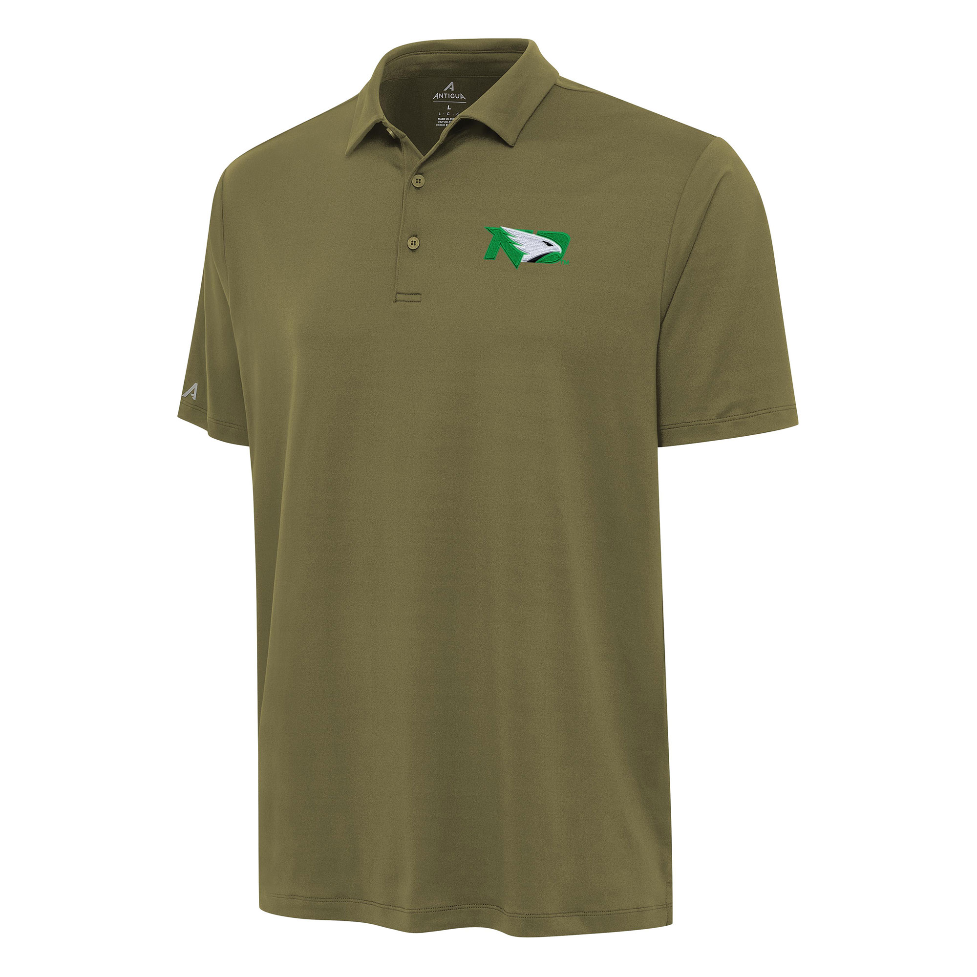 Men's Antigua Olive North Dakota Reprocess Polo
