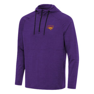 Men's Antigua Heather Purple Northern Iowa Panthers Spikes Raglan Quarter-Zip Hoodie
